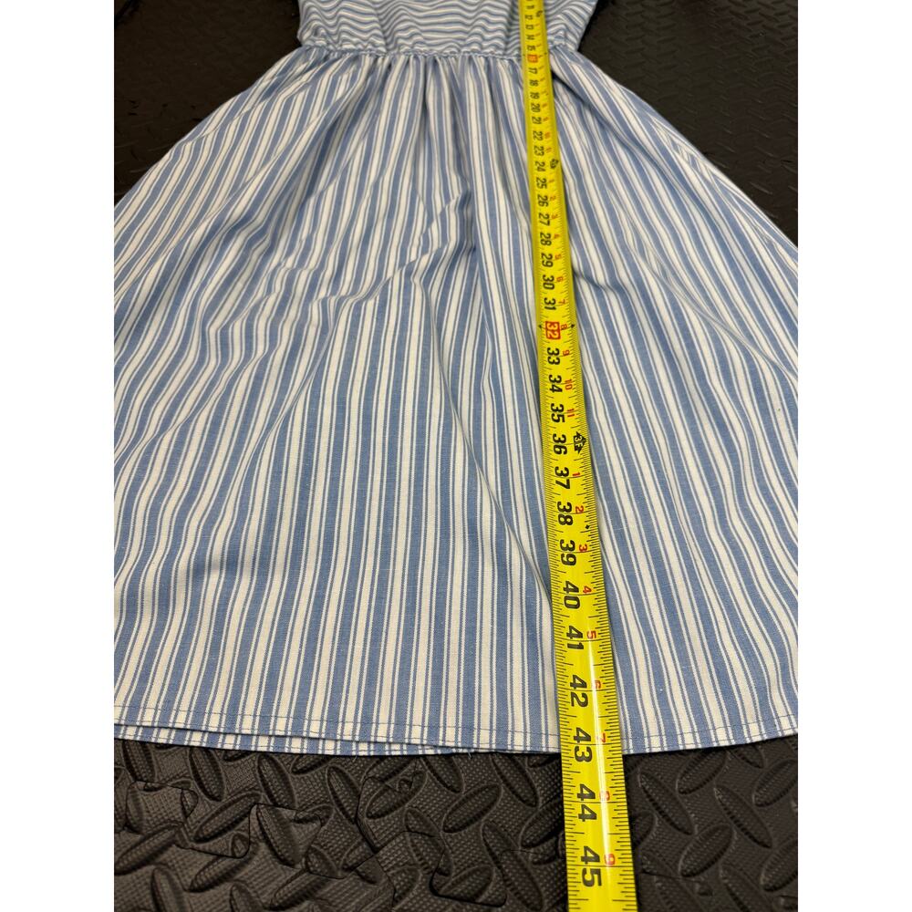 Vintage Lanz Originals Prairie Dress Set Blue Stripe Cottagecore XS 3/4 - Picture 7 of 11